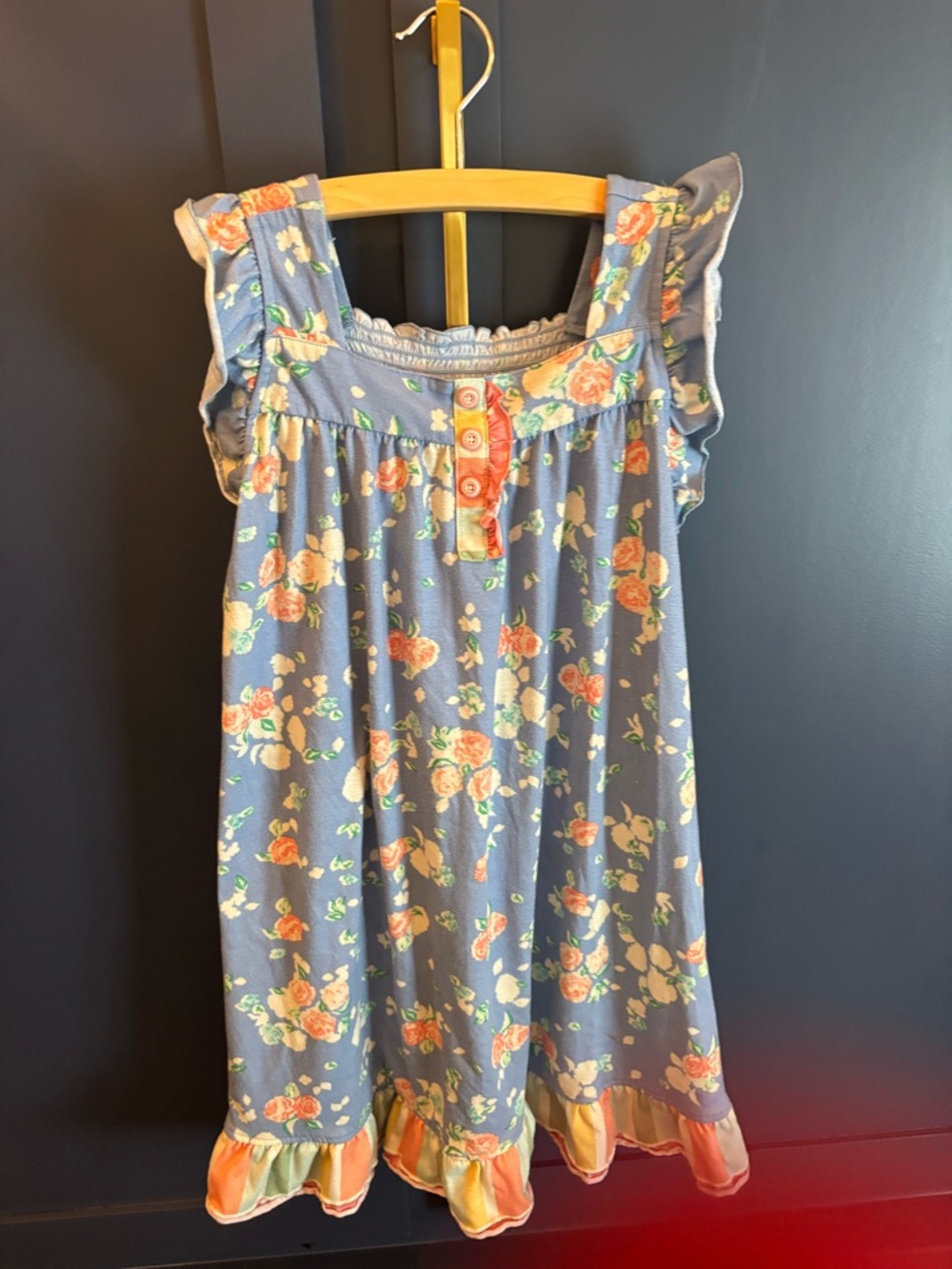 Matilda Jane Blue Floral Ruffle Button PJ